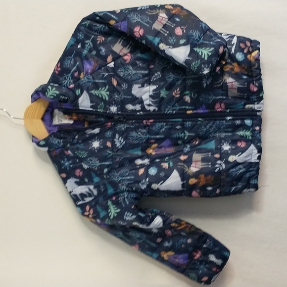 Disney Frozen Movie Girls Puffer Zip Up Jacket Working Zipper Excellent Size 4 - Picture 2 of 9